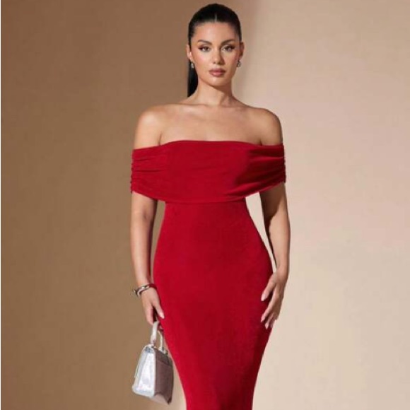 Solid Color Off Shoulder Elegant Fishtail Backless Tight Graduation Season Dress - Picture 5 of 5